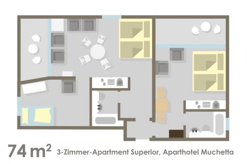 Dreizimmer-Apartment - Aparthotel Muchetta