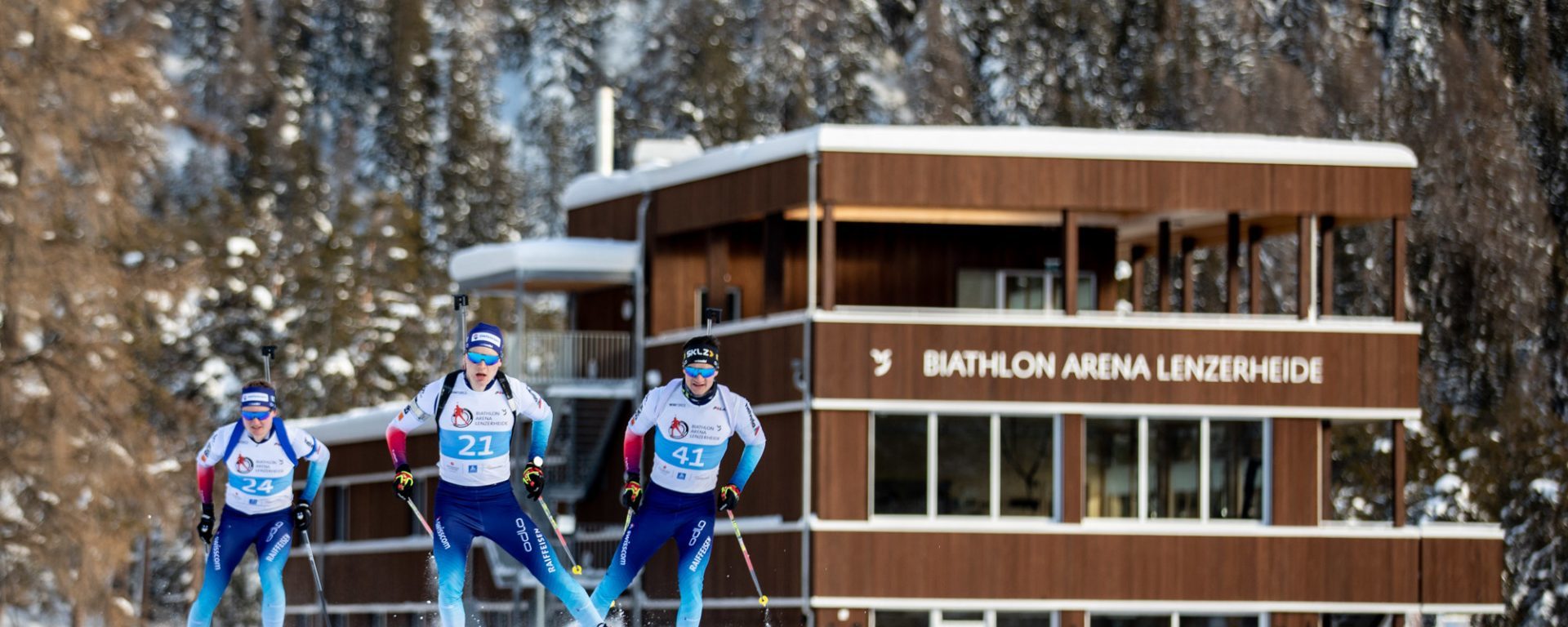 Biathlon Gebäude und Läufer